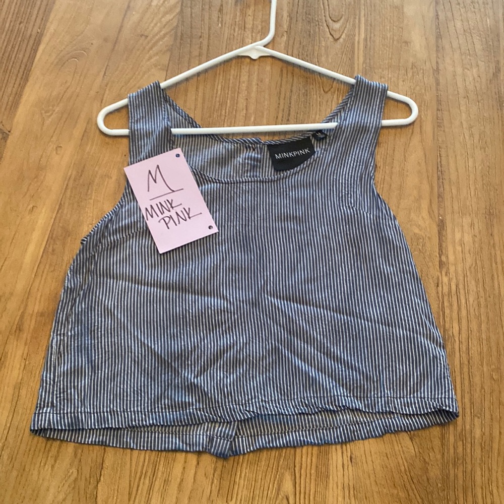 MINKPINK crop top striped buttoned back